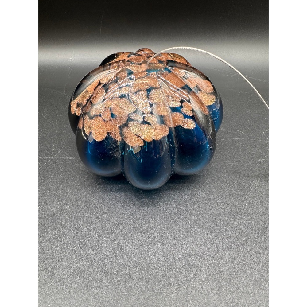 Hand Blown Glass Jellyfish Air Plant Holder Blue Copper Gold Aventurine Hanging